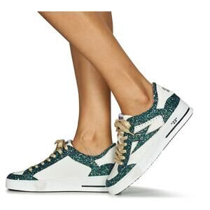 Anthropologie Sneakers Size 7 Semerdjian Noubar Green Lightning‎ Bolt Sneakers